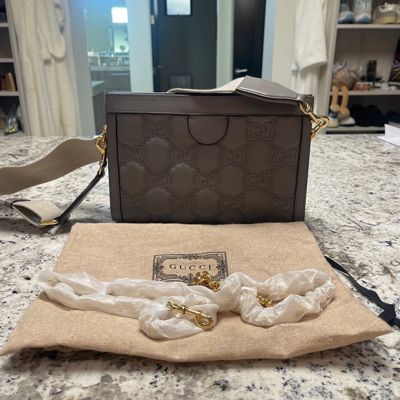 Gucci Handbags - Gucci Gray Matelasse leather shoulder bag